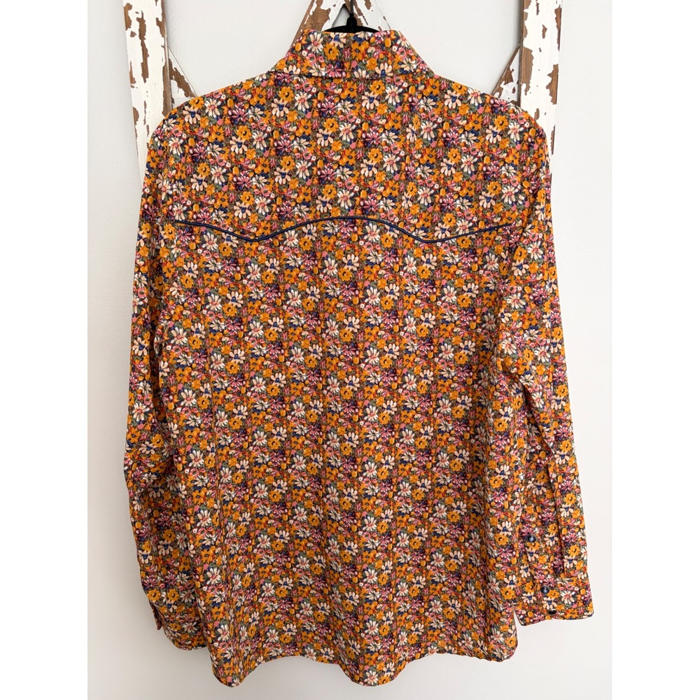 Natural Life Shirt Size Medium Ditzy Floral Western Long Sleeve Pearl Snap - Picture 2 of 8